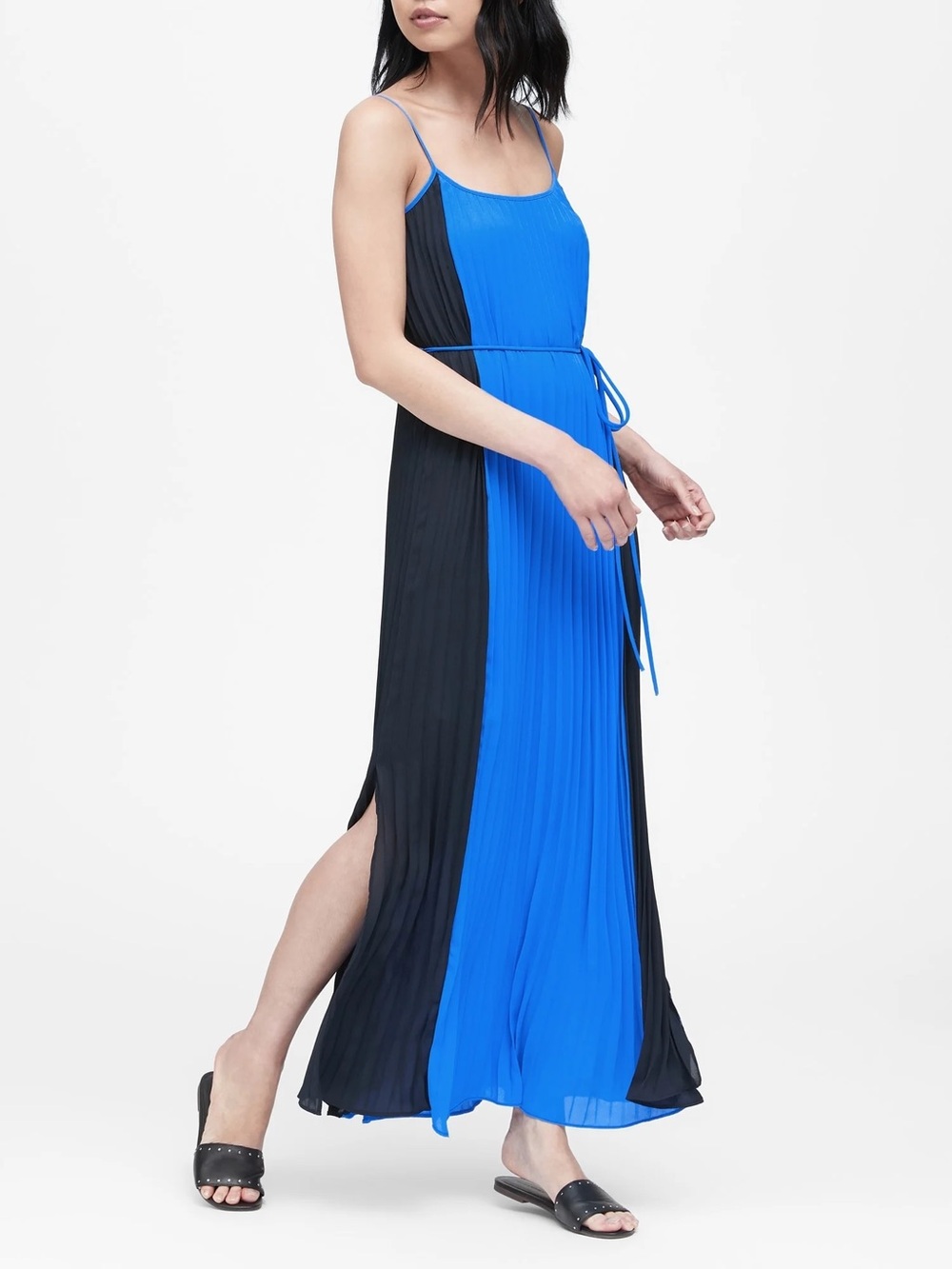 NWT BANANA REPUBLIC Color-blocked Pleated Maxi Dress Size 12